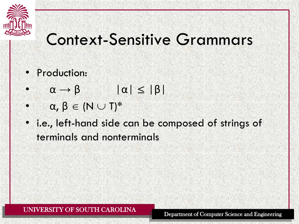 context sensitive grammars