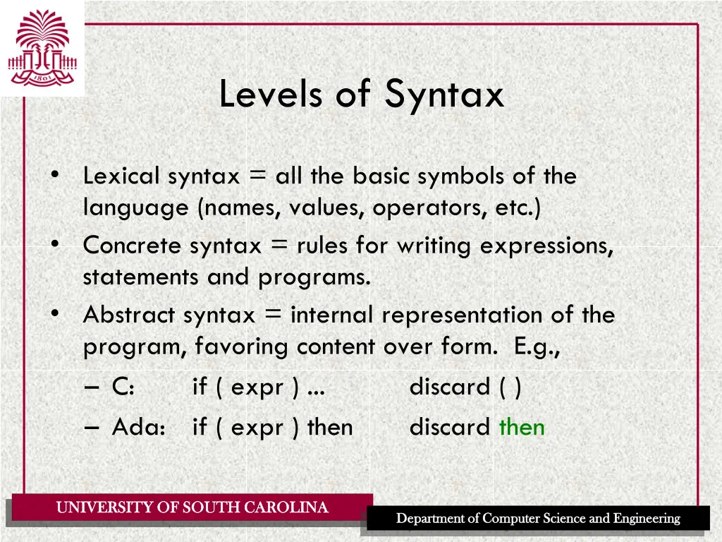 levels of syntax