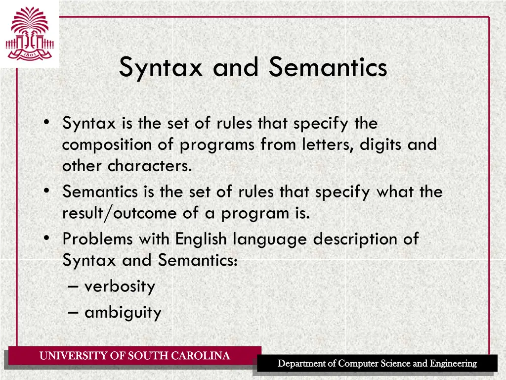 syntax and semantics