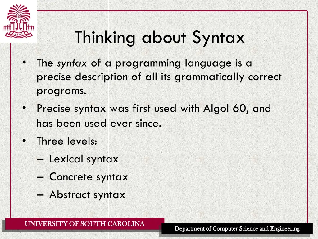 thinking about syntax