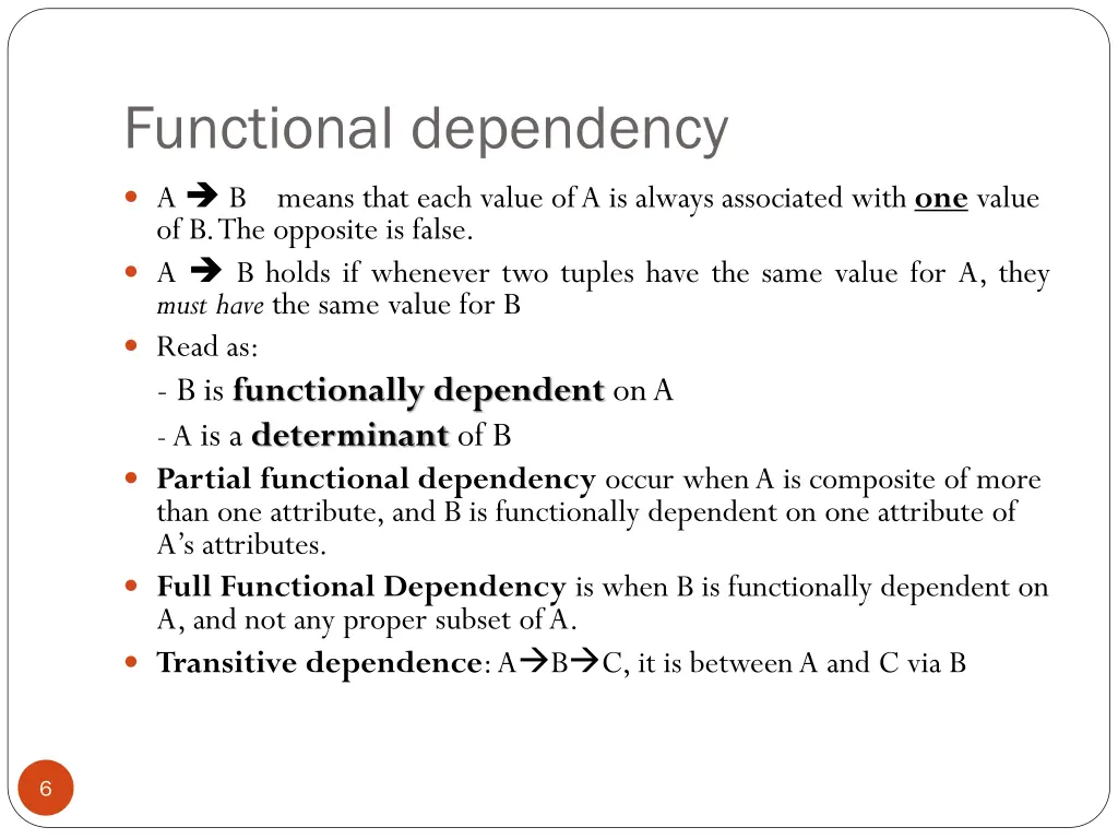 functional dependency