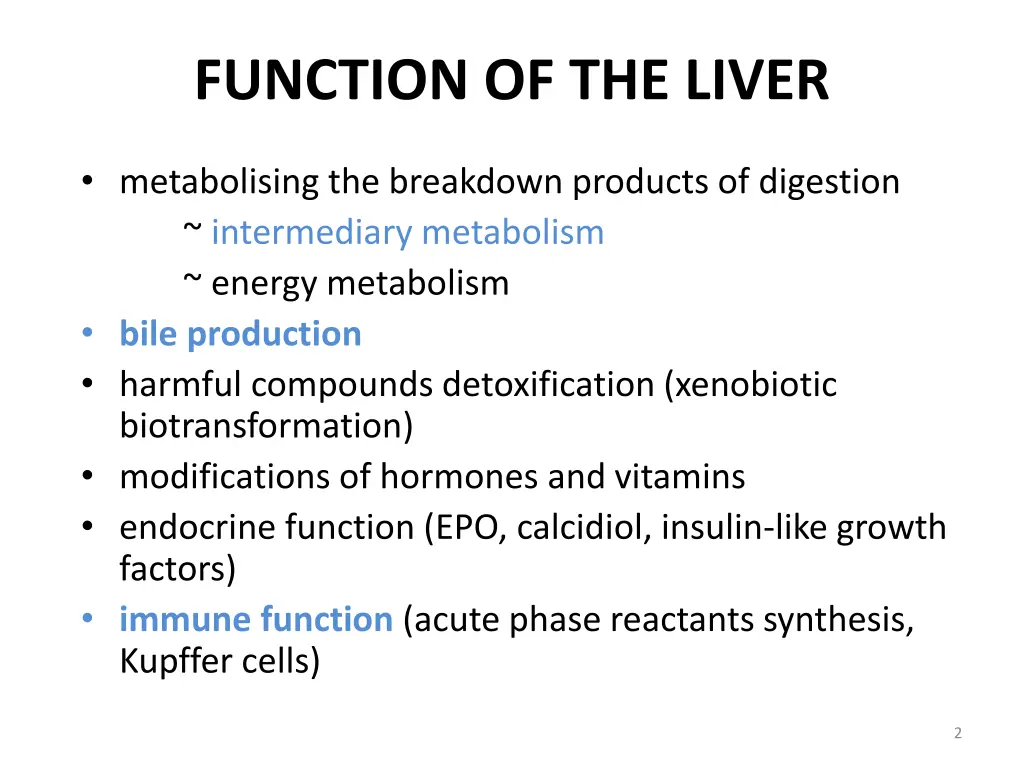 function of the liver