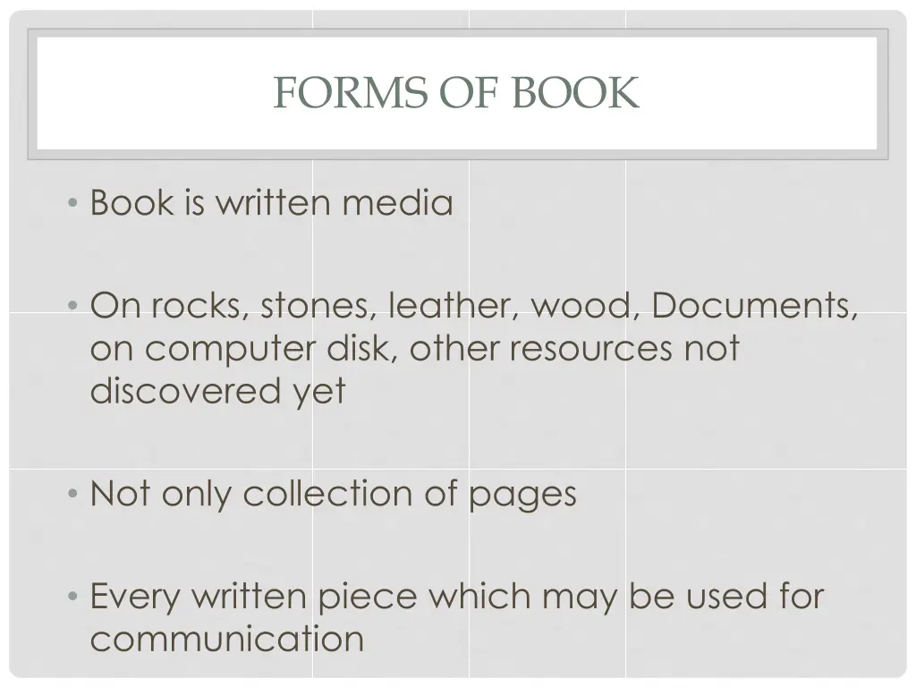 forms of book