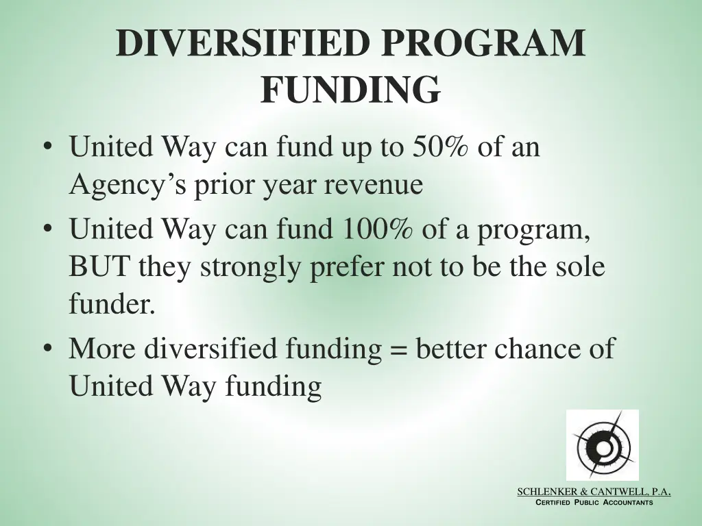 diversified program funding