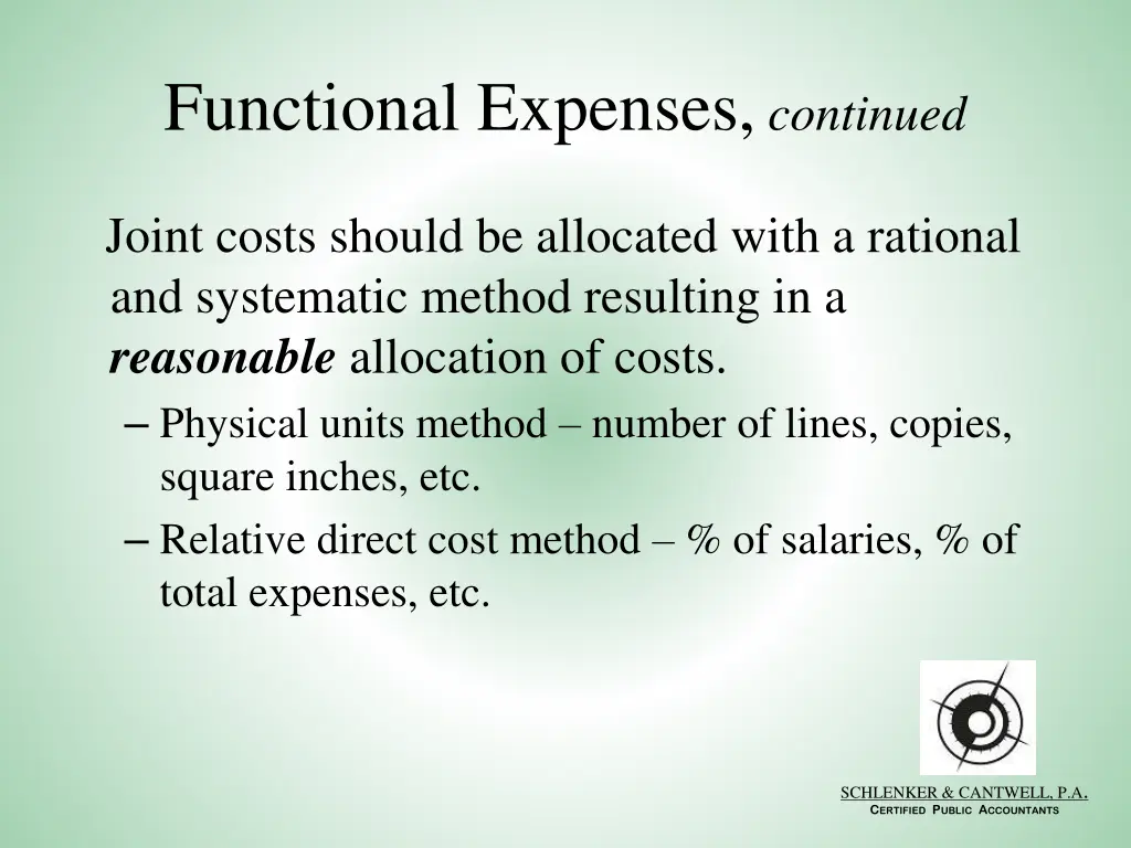 functional expenses continued 1