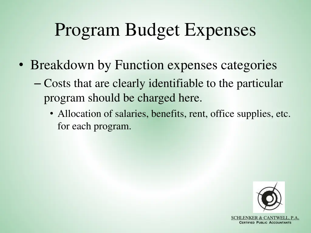 program budget expenses