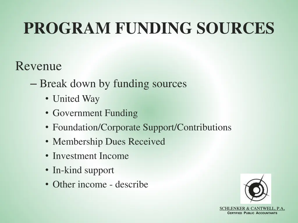 program funding sources