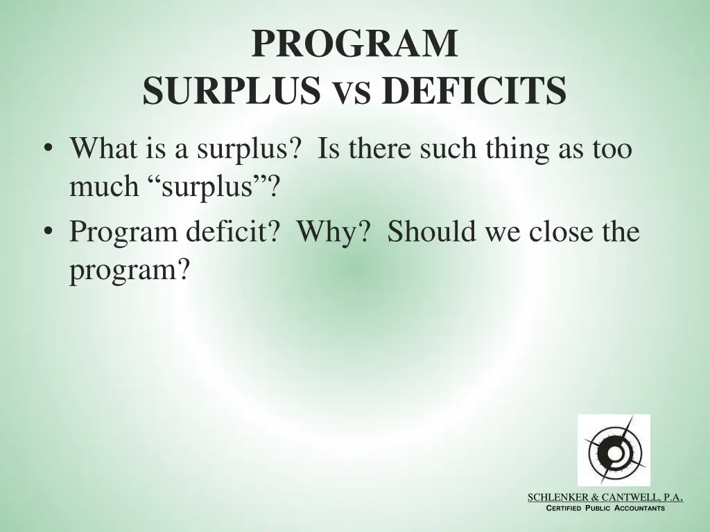 program surplus vs deficits