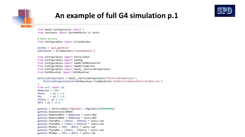 an example of full g4 simulation p 1