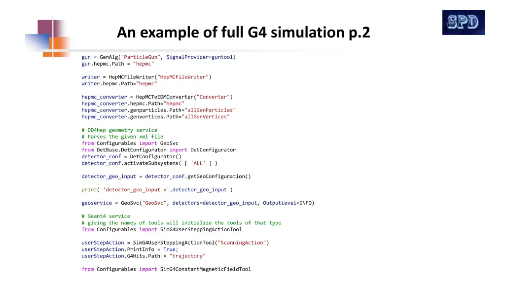 an example of full g4 simulation p 2