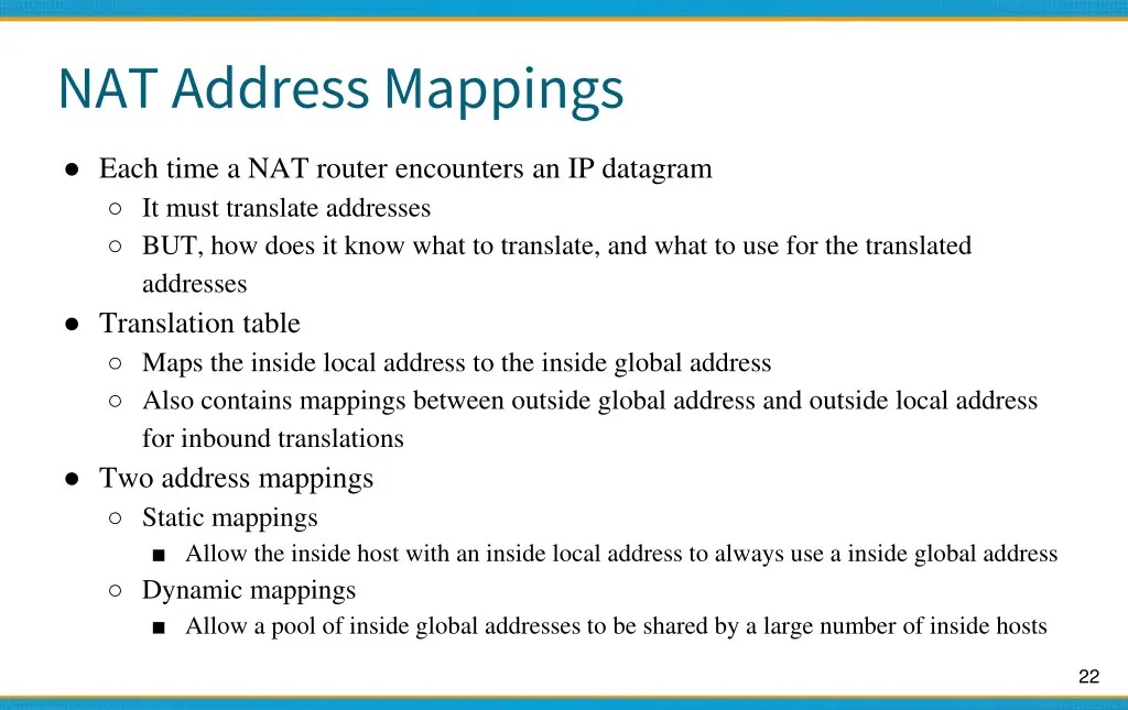 nat address mappings