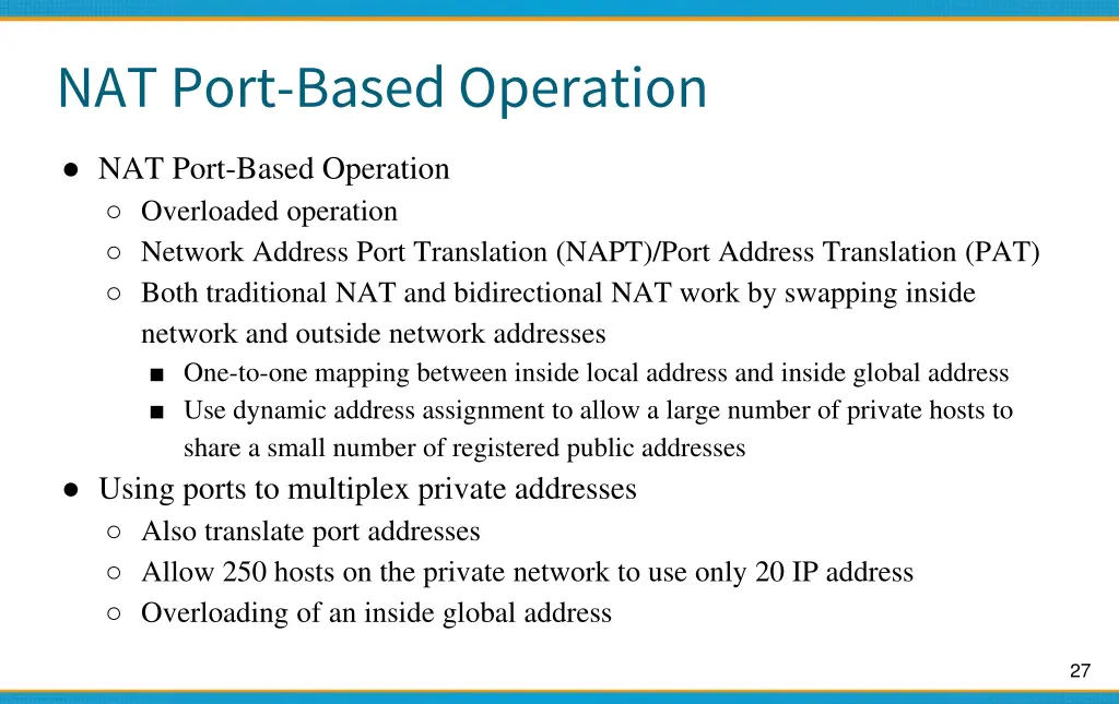 nat port based operation