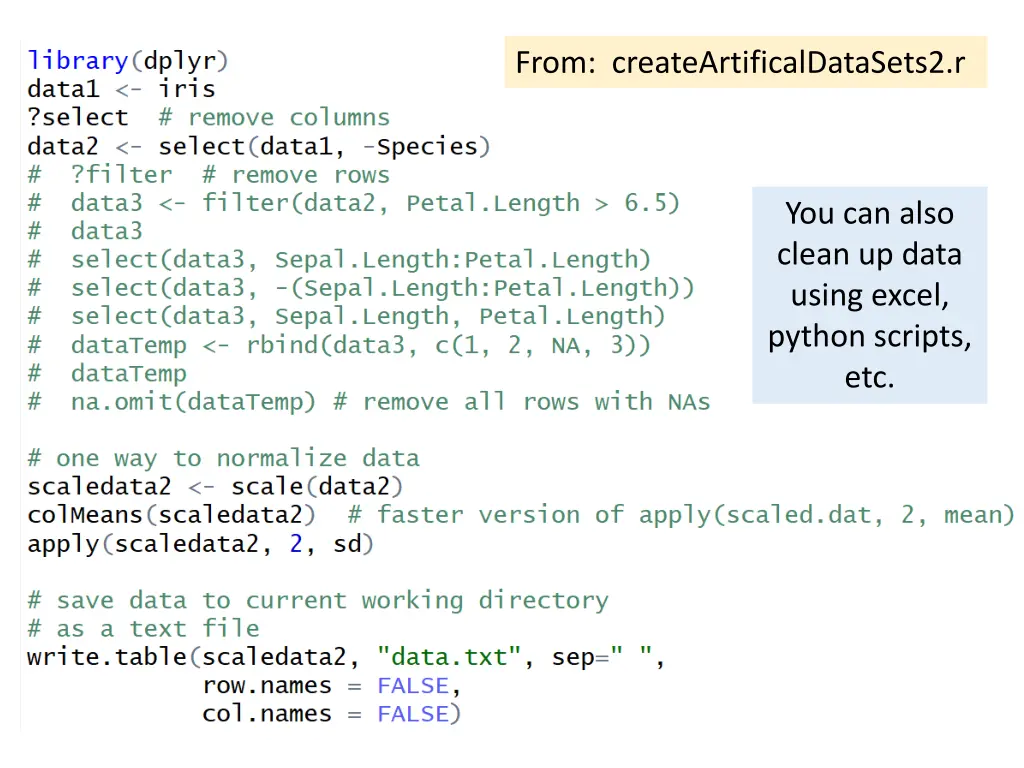 from createartificaldatasets2 r