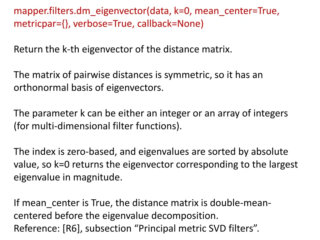 mapper filters dm eigenvector data k 0 mean