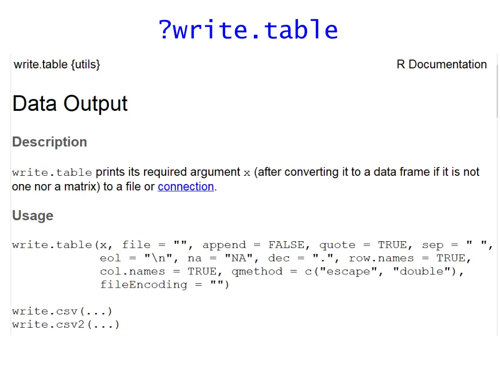 write table