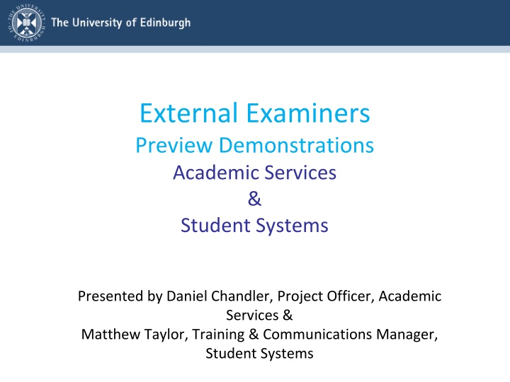 external examiners preview demonstrations