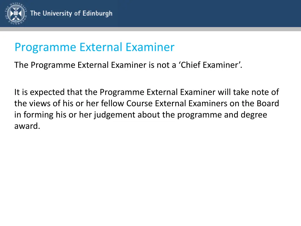 programme external examiner 1