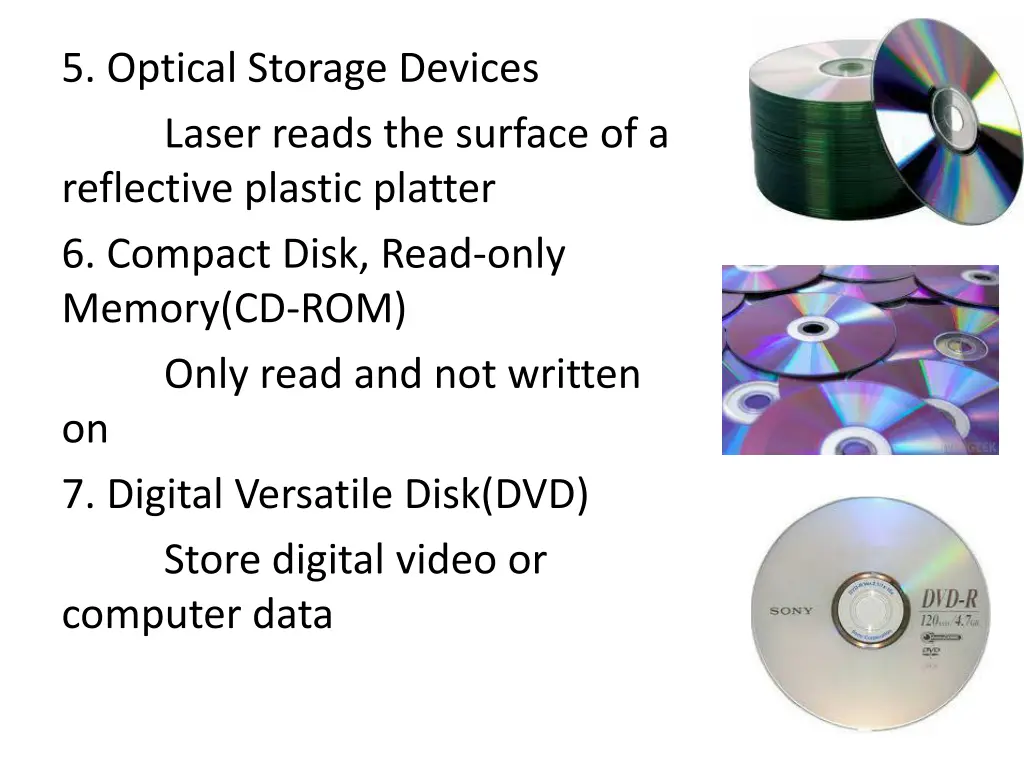5 optical storage devices laser reads the surface