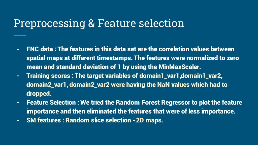 preprocessing feature selection