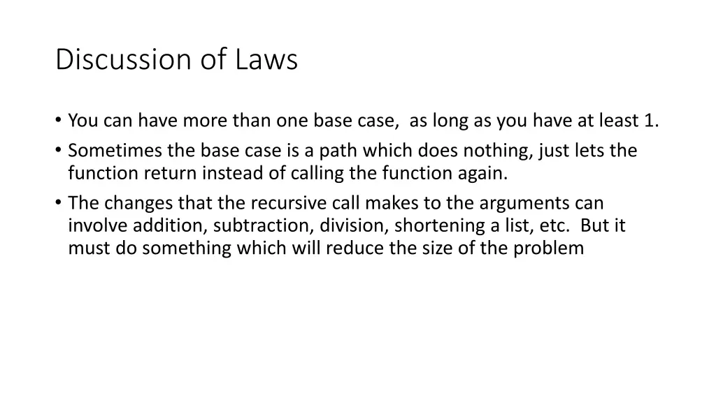 discussion of laws