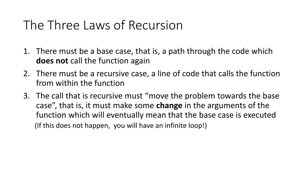 the three laws of recursion