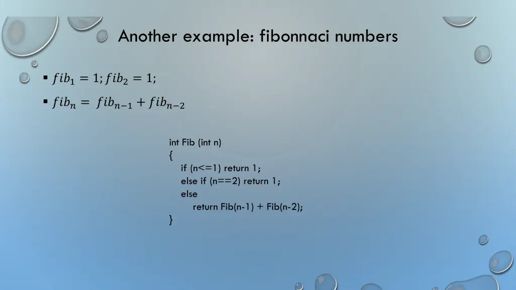 another example fibonnaci numbers
