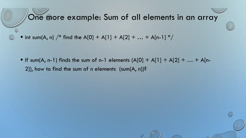 one more example sum of all elements in an array