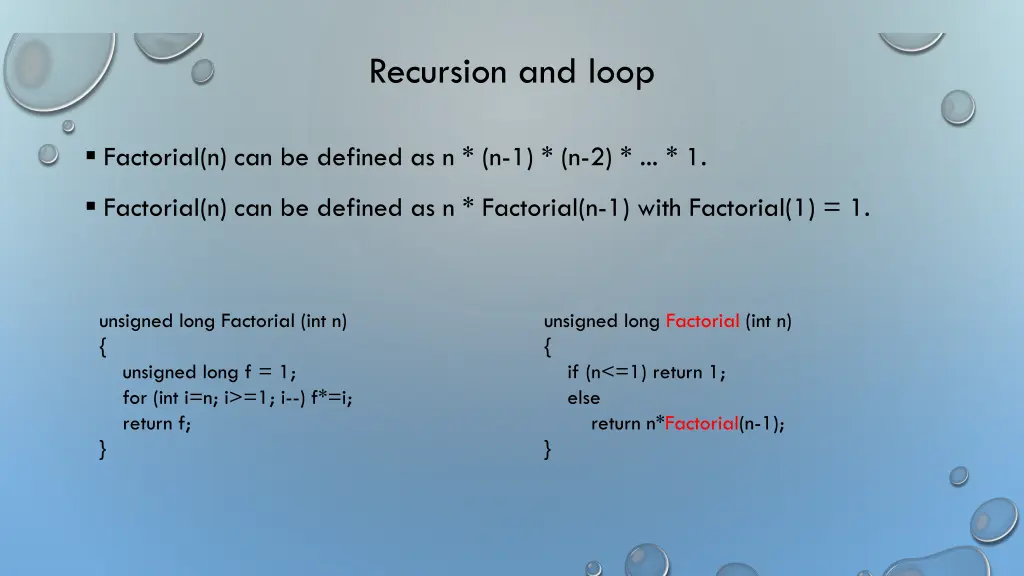 recursion and loop 2
