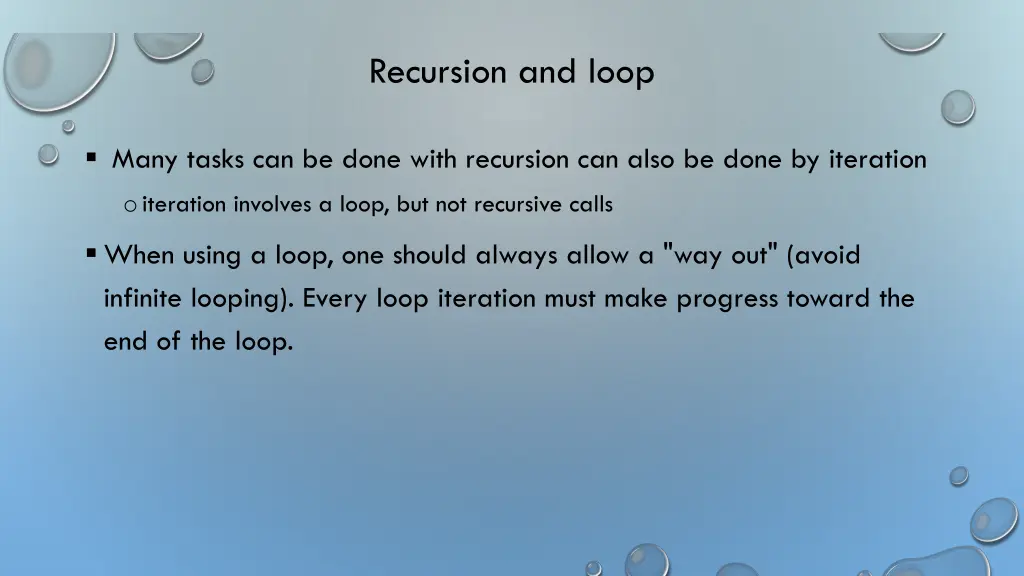 recursion and loop
