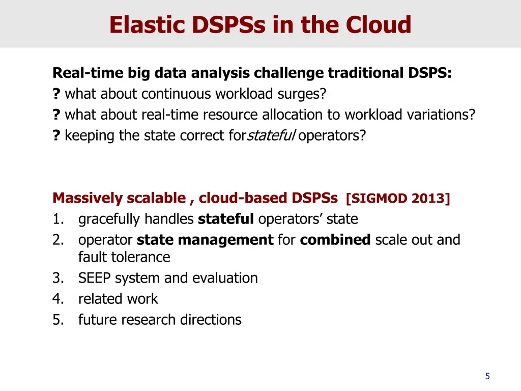 elastic dspss in the cloud