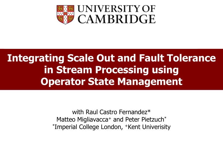 integrating scale out and fault tolerance