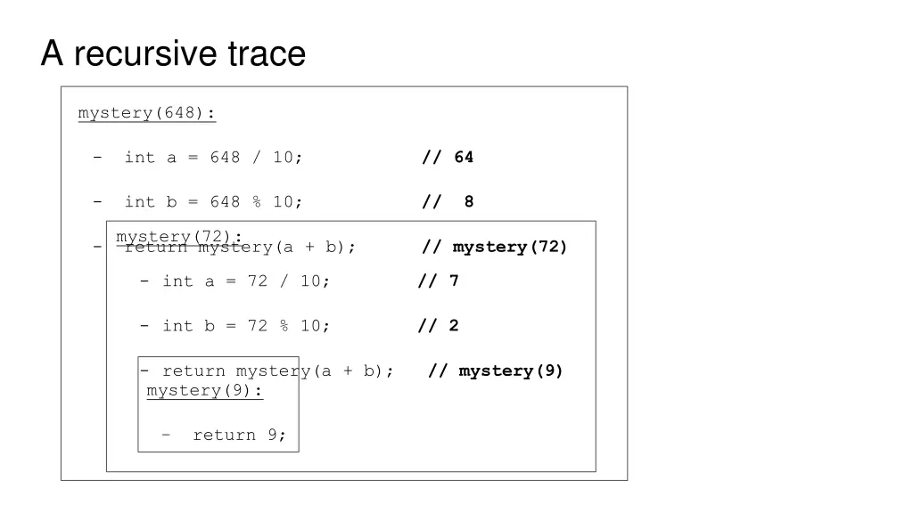 a recursive trace