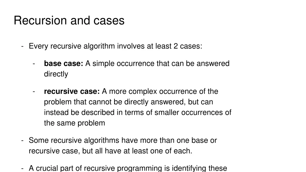 recursion and cases