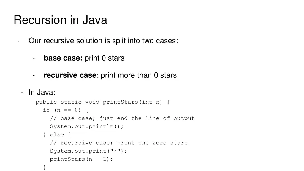 recursion in java 1