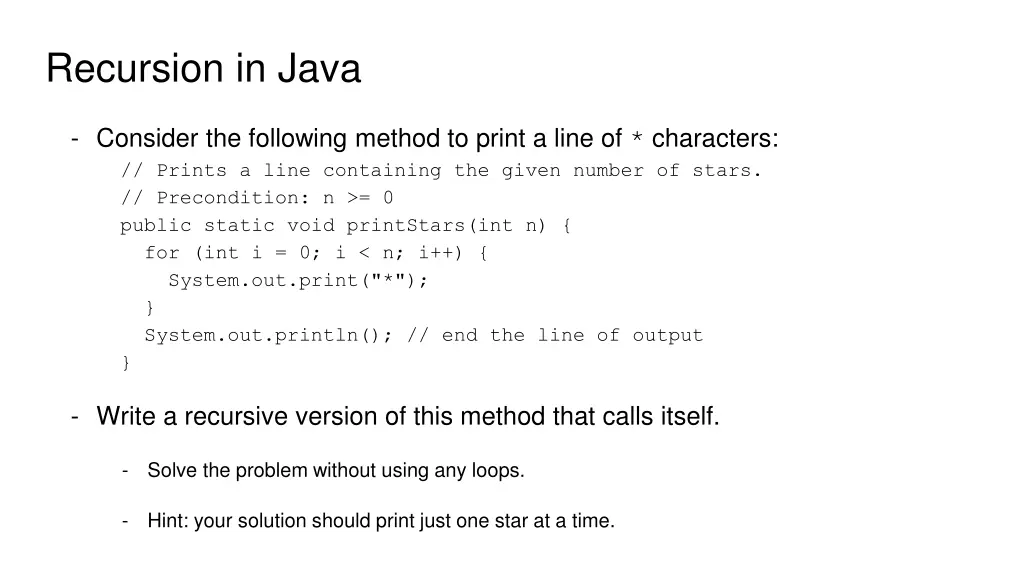 recursion in java