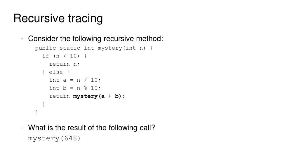 recursive tracing