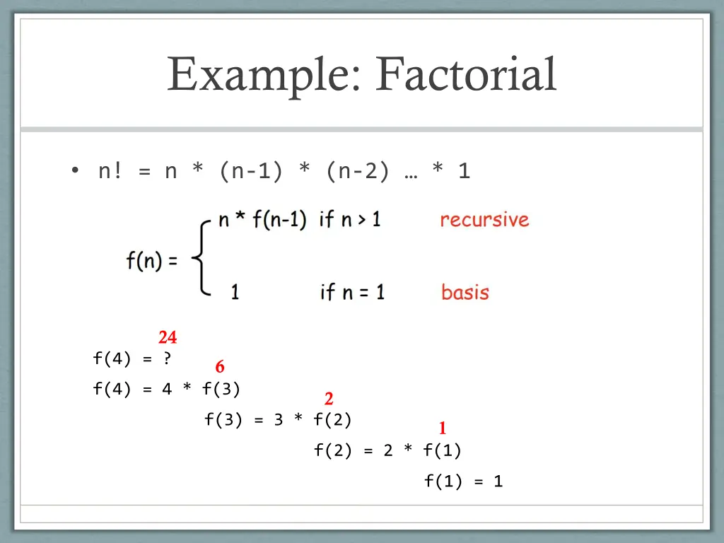 example factorial
