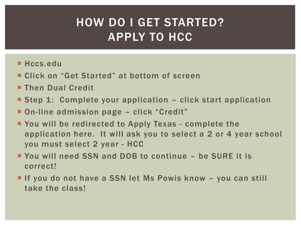 how do i get started apply to hcc
