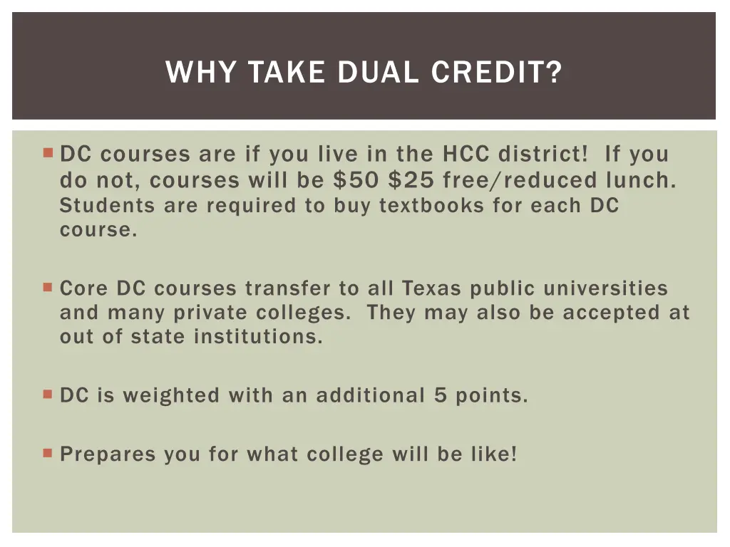 why take dual credit