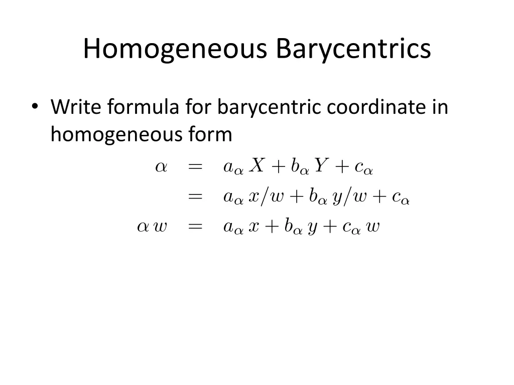 homogeneous barycentrics 1