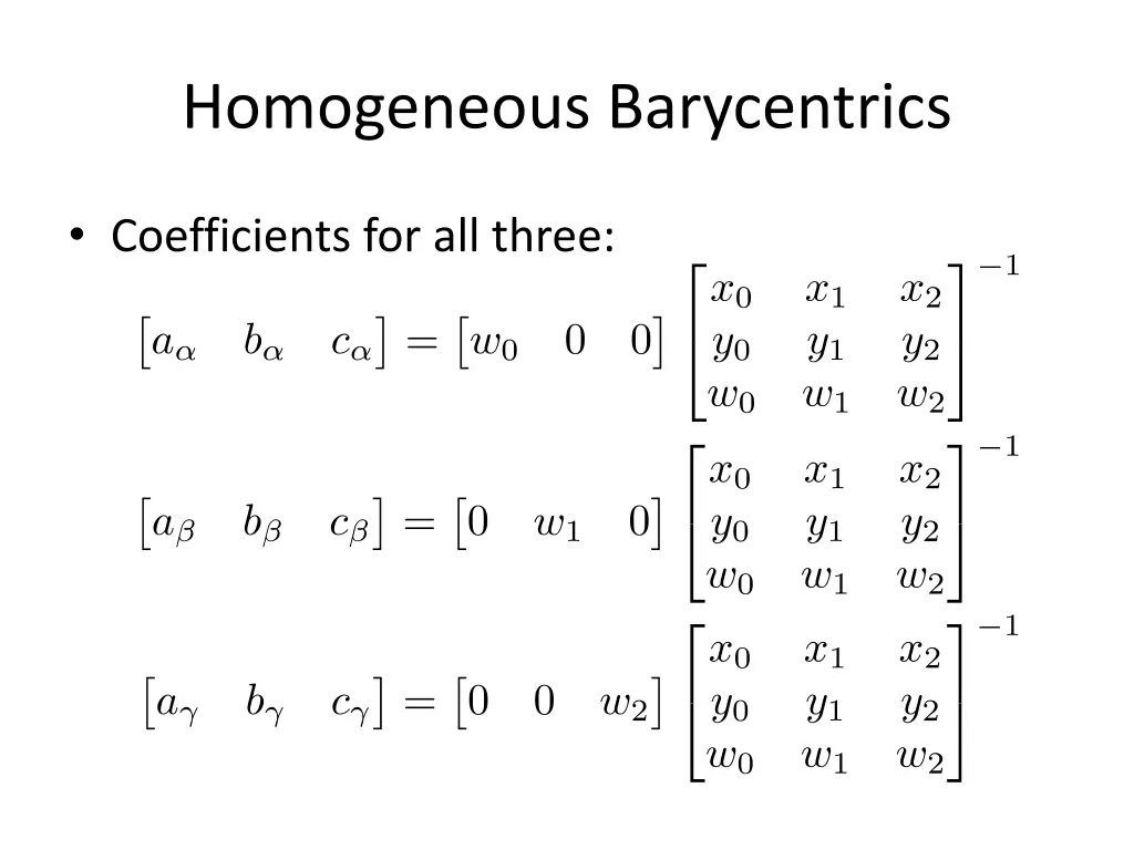 homogeneous barycentrics 4