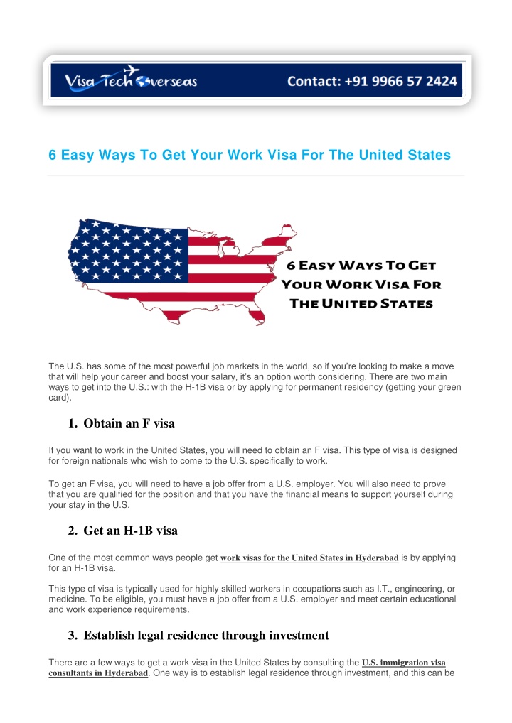 6 easy ways to get your work visa for the united