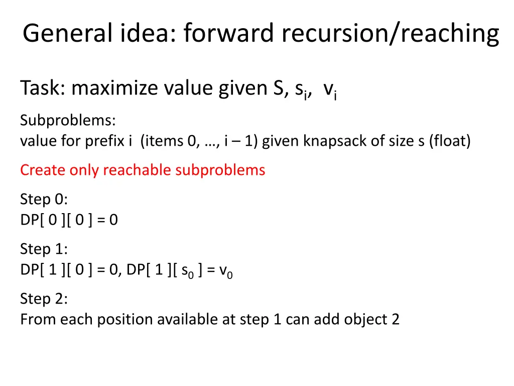 general idea forward recursion reaching