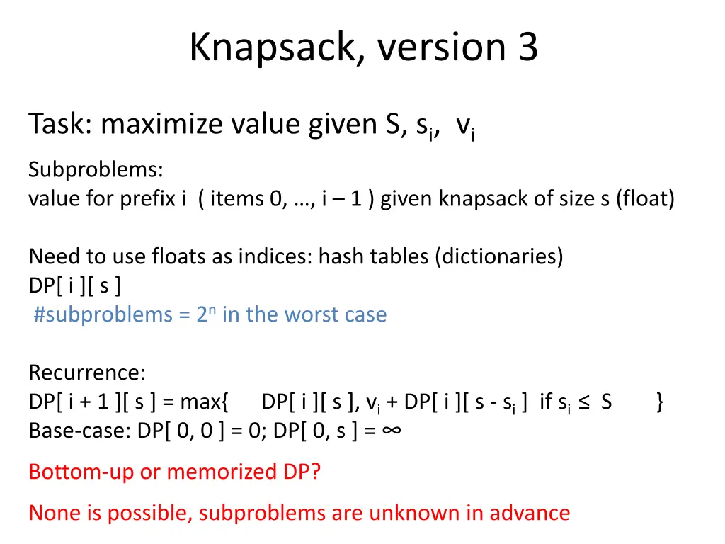 knapsack version 3