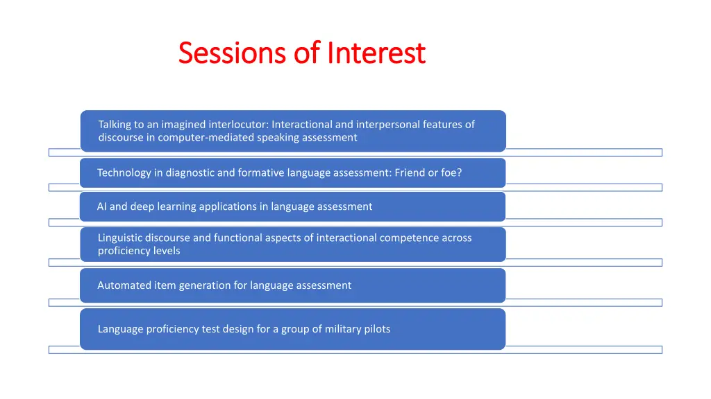 sessions of interest sessions of interest