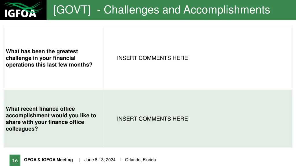 govt challenges and accomplishments