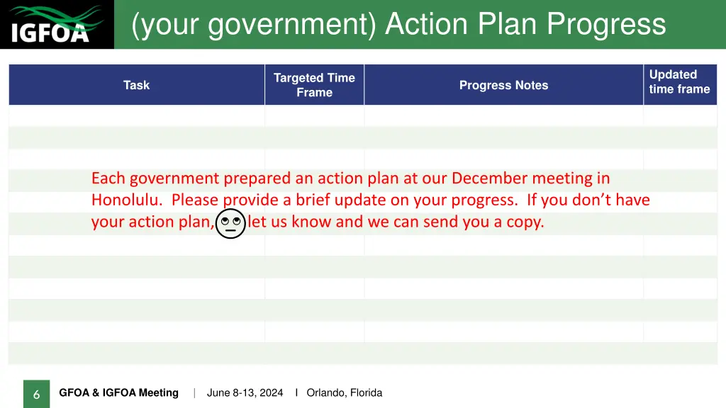your government action plan progress