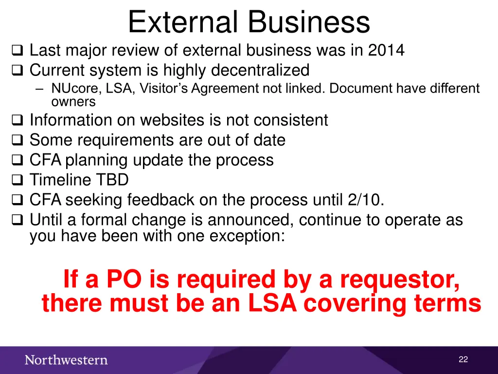 external business last major review of external