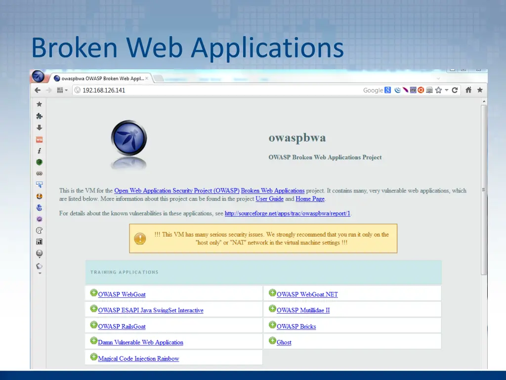 broken web applications