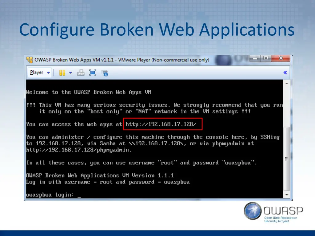 configure broken web applications